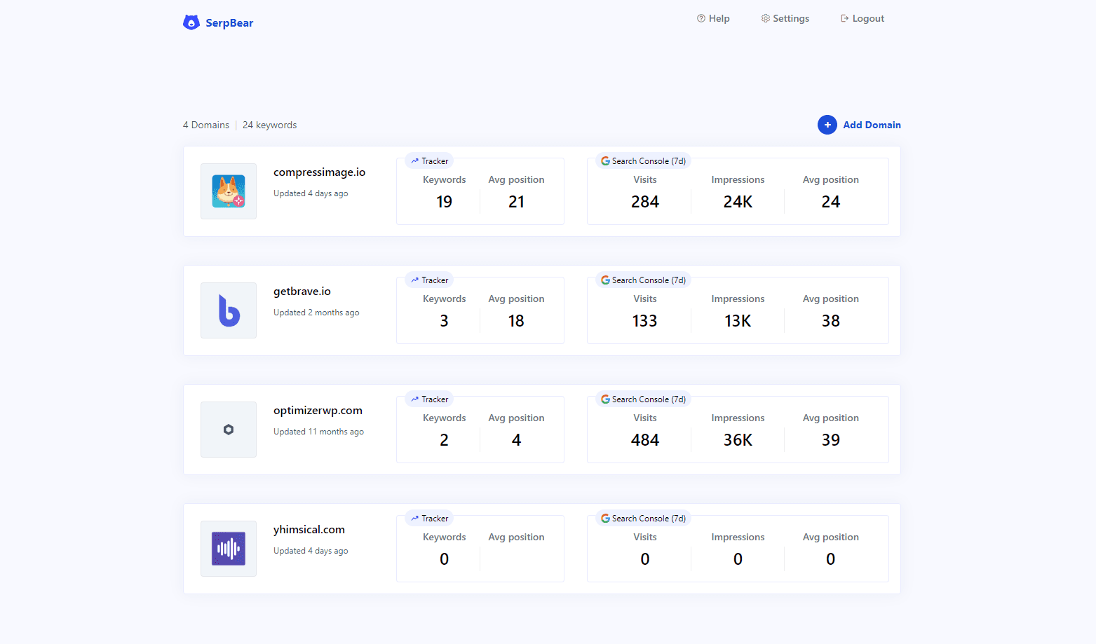 serpbear domains